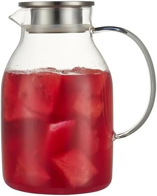 Karafu Glass Pitcher with Lid, 68Oz Heat Resistant Water Jug for Hot/Cold Water, Ice tea and Juice Beverage Clear