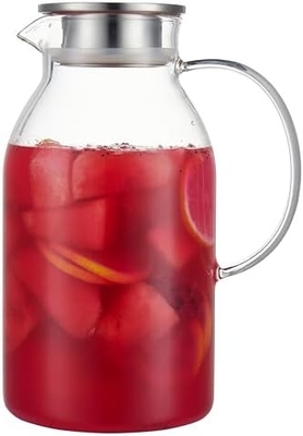 Karafu Glass Pitcher with Lid, 68Oz Heat Resistant Water Jug for Hot/Cold Water, Ice tea and Juice Beverage Clear