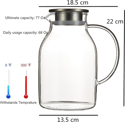 Karafu Glass Pitcher with Lid, 68Oz Heat Resistant Water Jug for Hot/Cold Water, Ice tea and Juice Beverage Clear