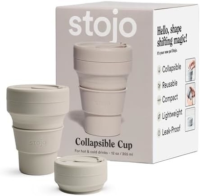 Collapsible Travel Cup - Sage Green, 12oz / 355ml - Leak-Proof Reusable To-Go Pocket Size Silicone Bottle