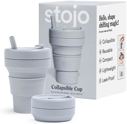 Collapsible Travel Cup - Sage Green, 12oz / 355ml - Leak-Proof Reusable To-Go Pocket Size Silicone Bottle
