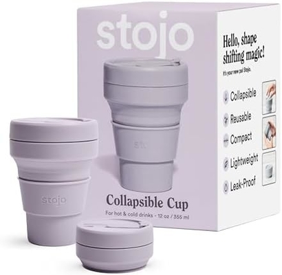 Collapsible Travel Cup - Sage Green, 12oz / 355ml - Leak-Proof Reusable To-Go Pocket Size Silicone Bottle