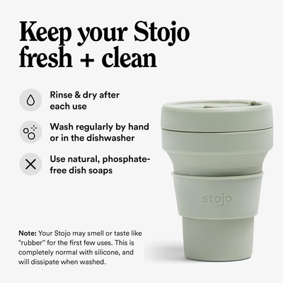 Collapsible Travel Cup - Sage Green, 12oz / 355ml - Leak-Proof Reusable To-Go Pocket Size Silicone Bottle