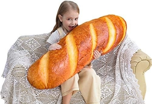 40 in 3D Simulation Bread Shape Pillow Soft Lumbar Baguette Back Cushion Funny Food Plush Stuffed Toy