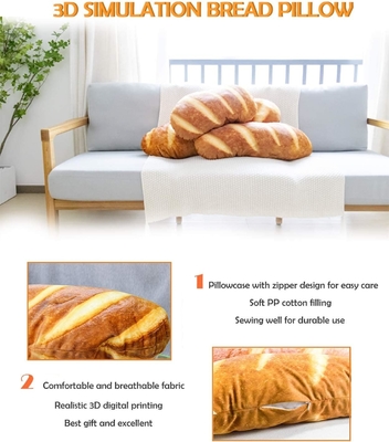 40 in 3D Simulation Bread Shape Pillow Soft Lumbar Baguette Back Cushion Funny Food Plush Stuffed Toy