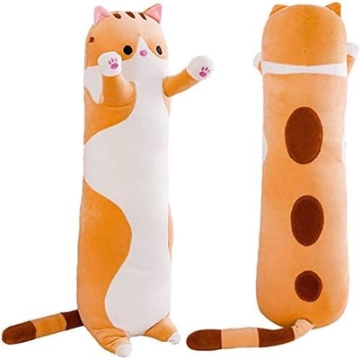 WUYU Lovely Plush Cat Doll Cute Cartoon Soft Stuffed Kitten Pillow Long Throw Sleeping Pillow Doll Toy Gift for Kids