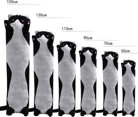 WUYU Lovely Plush Cat Doll Cute Cartoon Soft Stuffed Kitten Pillow Long Throw Sleeping Pillow Doll Toy Gift for Kids