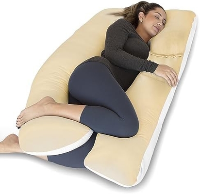 Pharmedoc Pregnancy Pillows, U-Shape Full Body Pillow – Removable Cooling Cover -Dark Grey – Pregnancy Pillows