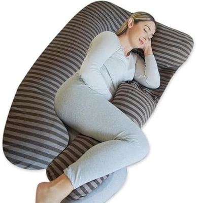 Pharmedoc Pregnancy Pillows, U-Shape Full Body Pillow – Removable Cooling Cover -Dark Grey – Pregnancy Pillows