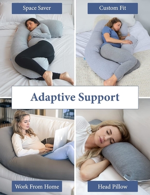 Pharmedoc Pregnancy Pillows, U-Shape Full Body Pillow – Removable Cooling Cover -Dark Grey – Pregnancy Pillows
