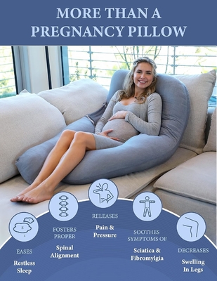 Pharmedoc Pregnancy Pillows, U-Shape Full Body Pillow – Removable Cooling Cover -Dark Grey – Pregnancy Pillows