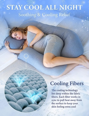 Pharmedoc Pregnancy Pillows, U-Shape Full Body Pillow – Removable Cooling Cover -Dark Grey – Pregnancy Pillows