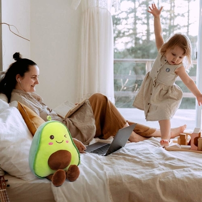 16.5-inch snuggle stuffed avocado fruit soft plush Throw pillow gift for kids, food shaped throw pillow toy for Christma