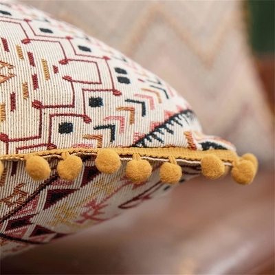 Moroccan Pillowcase Hair Ball Side Pillow Ethnic American Tassel Side Pillowcase Cushion Office Cushion Cover