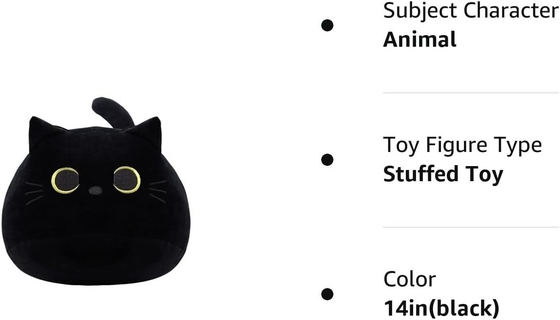 Black Cat Plush Toy: Soft, Stuffed Animal Pillow, Baby Sofa Decoration, Cat-shaped Design