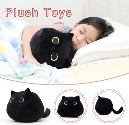Black Cat Plush Toy: Soft, Stuffed Animal Pillow, Baby Sofa Decoration, Cat-shaped Design