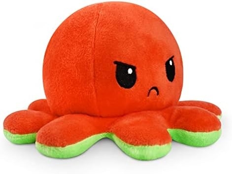 TeeTurtle - The Original Reversible Octopus Plushie - Love + Hate - Cute Sensory Fidget Stuffed Animals That Show Your