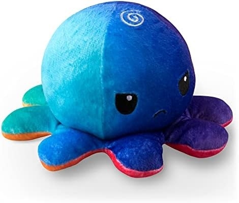 TeeTurtle - The Original Reversible Octopus Plushie - Love + Hate - Cute Sensory Fidget Stuffed Animals That Show Your