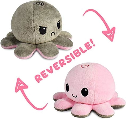 TeeTurtle - The Original Reversible Octopus Plushie - Love + Hate - Cute Sensory Fidget Stuffed Animals That Show Your