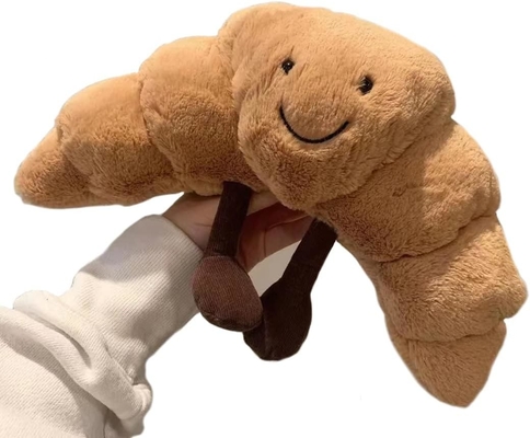 WeightedPlush 9&quot; Croissant Plush Cute Smile Croissant Bread Pillow Stuffed Animals Funny Soft Food Plushies