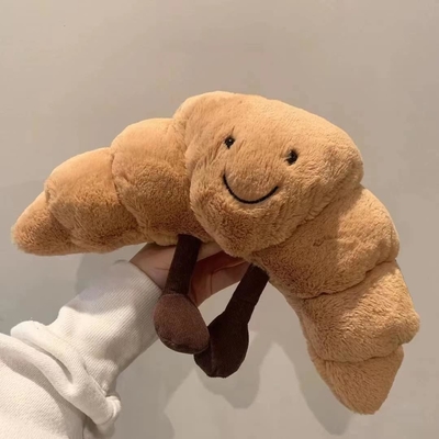 WeightedPlush 9&quot; Croissant Plush Cute Smile Croissant Bread Pillow Stuffed Animals Funny Soft Food Plushies