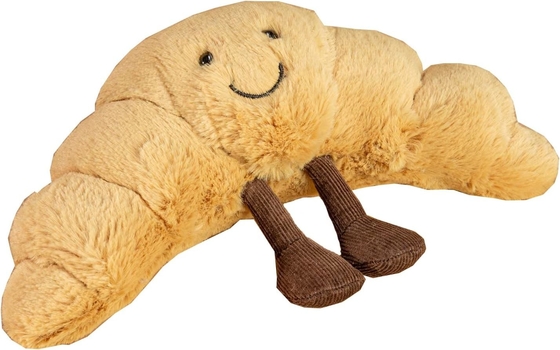WeightedPlush 9&quot; Croissant Plush Cute Smile Croissant Bread Pillow Stuffed Animals Funny Soft Food Plushies