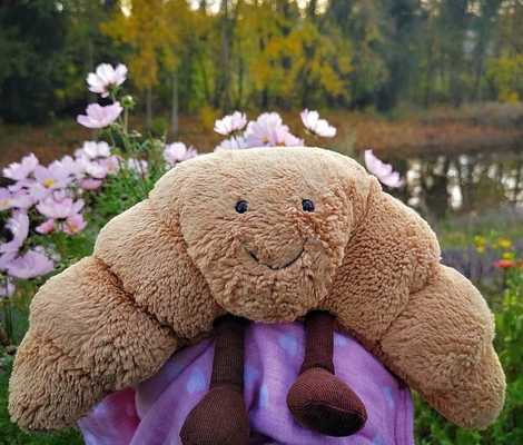 WeightedPlush 9&quot; Croissant Plush Cute Smile Croissant Bread Pillow Stuffed Animals Funny Soft Food Plushies