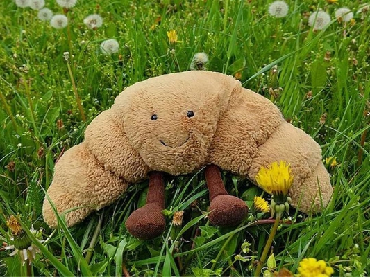 WeightedPlush 9&quot; Croissant Plush Cute Smile Croissant Bread Pillow Stuffed Animals Funny Soft Food Plushies