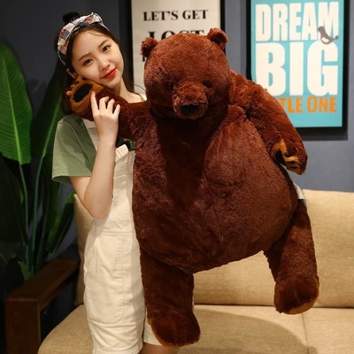 23.6in Dark Brown Teddy Bear Plush Toy Simulation Djungelskog Teddy Bear Stuffed Animal Doll Home