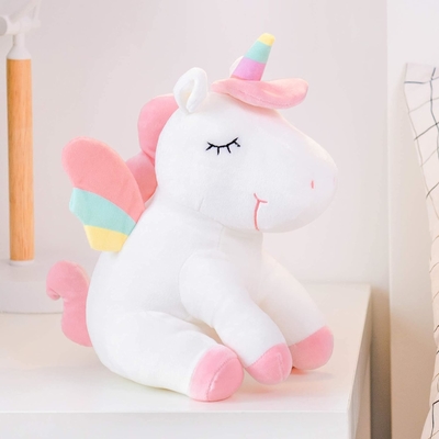 Lazada Unicorn Stuffed Animal Plush Toys Girls Gifts with Rainbow Wings White 12 Inches