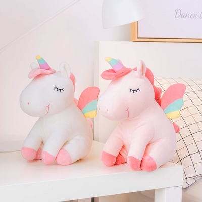 Lazada Unicorn Stuffed Animal Plush Toys Girls Gifts with Rainbow Wings White 12 Inches