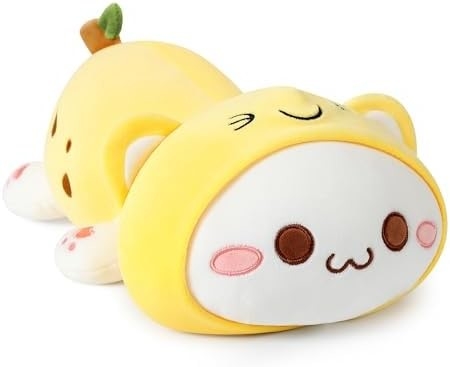 Onsoyours Cute Kitten Plush Toy 25.5" Stuffed Animal Pet Kitty Soft Anime Cat Large Plush Pillow for Kids (White A, 25.5