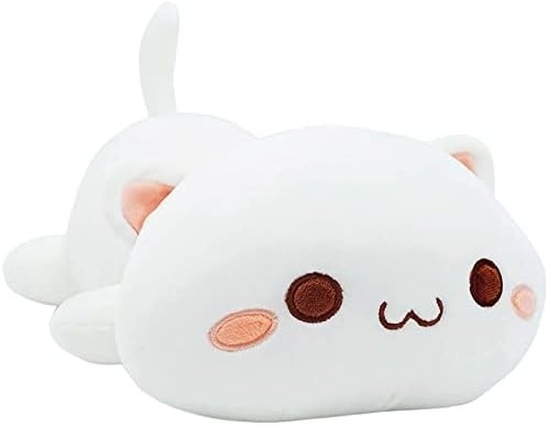 Onsoyours Cute Kitten Plush Toy 25.5" Stuffed Animal Pet Kitty Soft Anime Cat Large Plush Pillow for Kids (White A, 25.5
