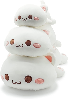 Onsoyours Cute Kitten Plush Toy 25.5" Stuffed Animal Pet Kitty Soft Anime Cat Large Plush Pillow for Kids (White A, 25.5