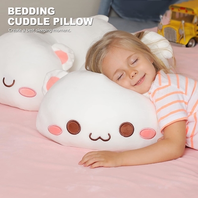 Onsoyours Cute Kitten Plush Toy 25.5" Stuffed Animal Pet Kitty Soft Anime Cat Large Plush Pillow for Kids (White A, 25.5