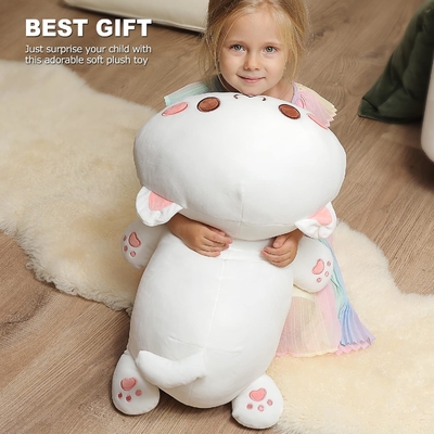 Onsoyours Cute Kitten Plush Toy 25.5" Stuffed Animal Pet Kitty Soft Anime Cat Large Plush Pillow for Kids (White A, 25.5