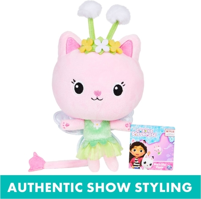 Gabby’s Dollhouse, 7-inch Kitty Fairy Purr-ific Plush Toy, Kids Toys for Ages 3 and up
