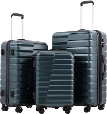 Suitcase PC ABS TSA Luggage 3 Piece Set Lock Spinner Carry on (Teal blue)