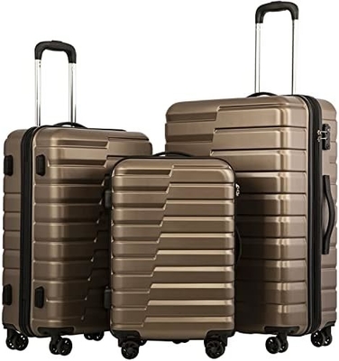 Suitcase PC ABS TSA Luggage 3 Piece Set Lock Spinner Carry on (Teal blue)