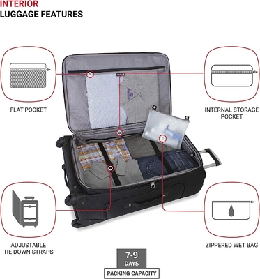 Softside Expandable Luggage, Black, Checked-Large 29-Inch