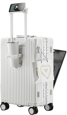 20in Aluminium Frame Hardside Spinner Wheel Luggage, Built-In TSA lock Carry on Suitcase, with Cup Holder &amp; USB Port