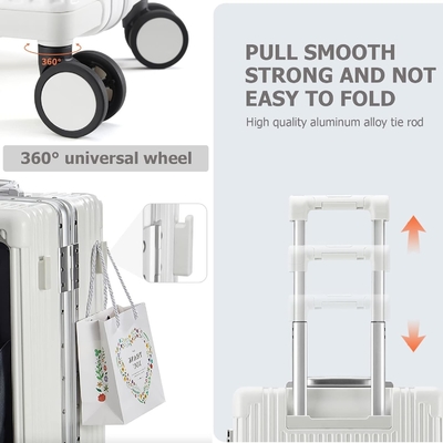 20in Aluminium Frame Hardside Spinner Wheel Luggage, Built-In TSA lock Carry on Suitcase, with Cup Holder &amp; USB Port