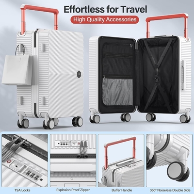 Carry On Luggage, Hard Shell Suitcase With 360°Spinner Wheels, Airline Boarded Suitcase &amp; Lsa Lock Dual Zippers.