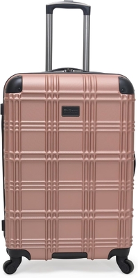 Lightweight Hardside 4-Wheel Spinner Travel Luggage, Rose Gold, 24-Inch Checked