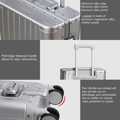 Aluninum Luggage Cabin Hardside Suitcase (Silver, 20 inch Carry-on) Visit the Sindermore Store