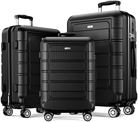 Luggage Sets Expandable PC+ABS Durable Suitcase Double Wheels TSA Lock 3pcs Red Wine