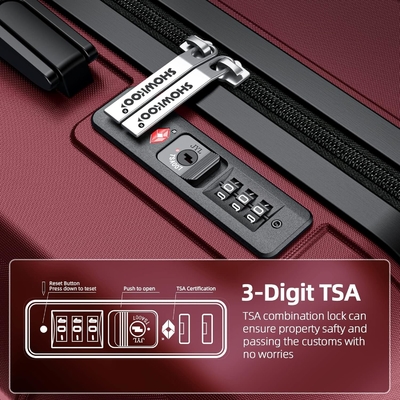 Luggage Sets Expandable PC+ABS Durable Suitcase Double Wheels TSA Lock 3pcs Red Wine