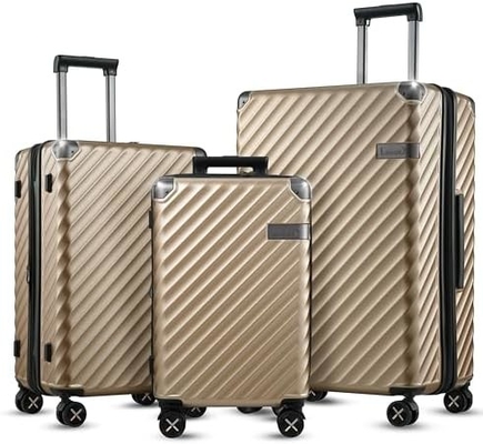 Luggage 22x14x9 Airline Approved - 35L Polycarbonate Expandable Hard Shell Suitcase with Spinner Wheels (Black, 20 Inch)