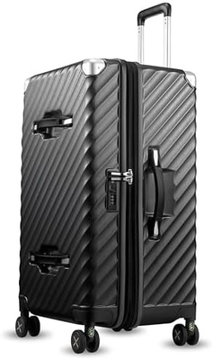 Luggage 22x14x9 Airline Approved - 35L Polycarbonate Expandable Hard Shell Suitcase with Spinner Wheels (Black, 20 Inch)