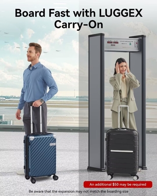 Luggage 22x14x9 Airline Approved - 35L Polycarbonate Expandable Hard Shell Suitcase with Spinner Wheels (Black, 20 Inch)